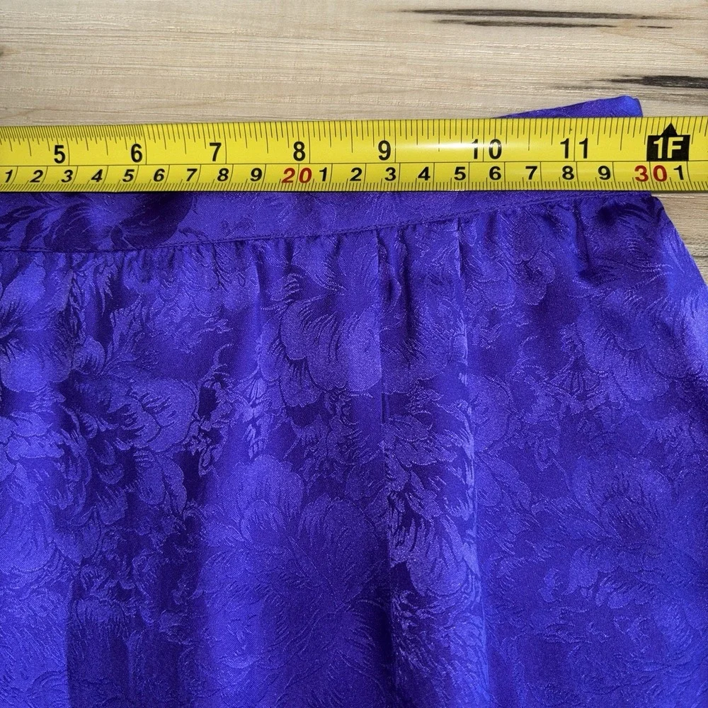 VTG 100% Silk‎ Purple Cheongsam Style Blouse Jacket Skirt Suit Sz4 Office Siren